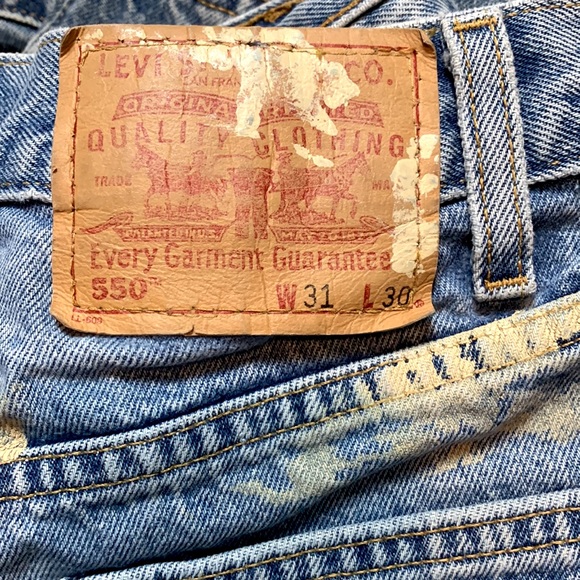 Levi *Vintage* 1990s High Waisted Painted Jean Denim Shorts W31 L30 - Picture 7 of 8